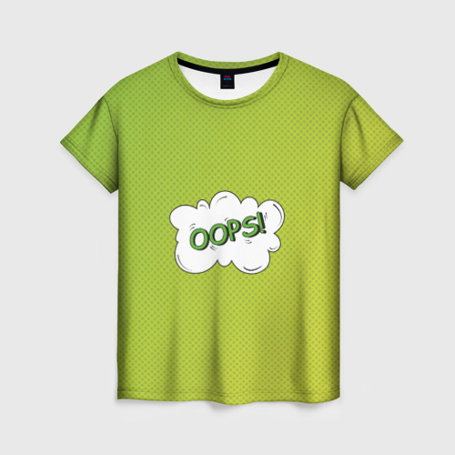 Женская футболка 3D Oops на градиенте зеленом, цвет 3D печать