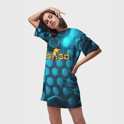 Платье-футболка 3D CS GO blue neon - фото 2