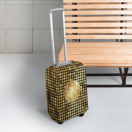 Чехол для чемодана 3D Золотой диско шар и золотая мозаика, цвет 3D печать - фото 3
