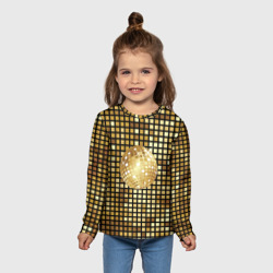 Детский лонгслив 3D Золотой диско шар и золотая мозаика - фото 2
