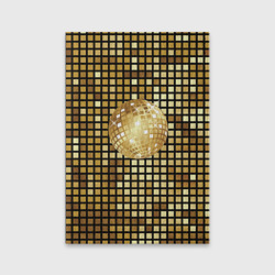 Обложка для паспорта матовая кожа Золотой диско шар и золотая мозаика