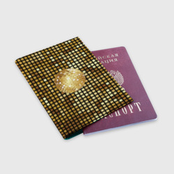 Обложка для паспорта матовая кожа Золотой диско шар и золотая мозаика - фото 2