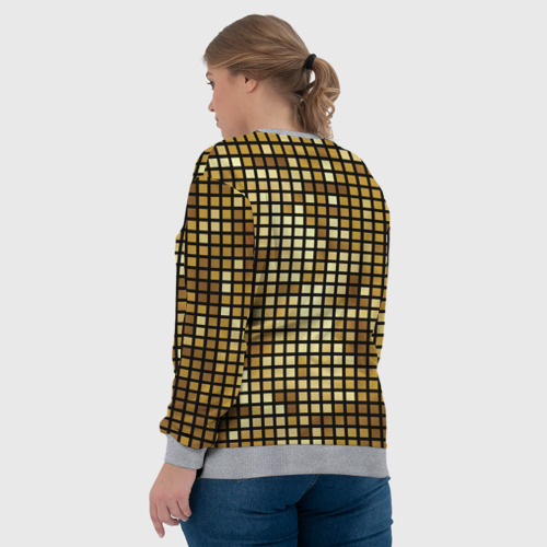 Женский свитшот 3D с принтом Золотой диско шар и золотая мозаика, вид сзади #2