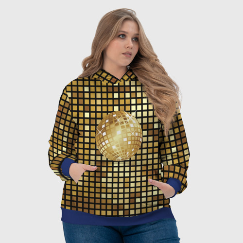 Женская толстовка 3D с принтом Золотой диско шар и золотая мозаика, фото #4