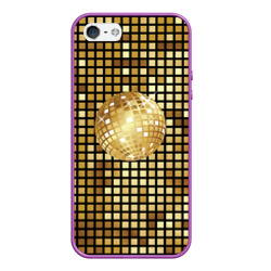 Чехол для iPhone 5/5S матовый Золотой диско шар и золотая мозаика