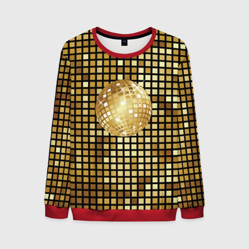 Мужской свитшот 3D Золотой диско шар и золотая мозаика, цвет красный