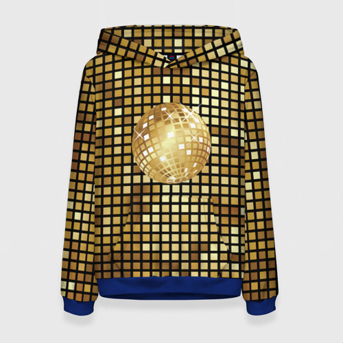 Женская толстовка 3D с принтом Золотой диско шар и золотая мозаика, вид спереди #2