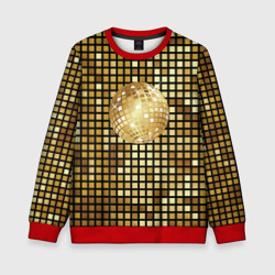 Детский свитшот 3D Золотой диско шар и золотая мозаика