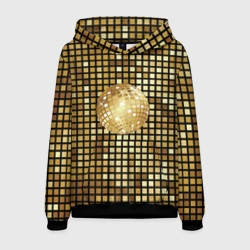 Мужская толстовка 3D Золотой диско шар и золотая мозаика