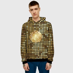 Мужская толстовка 3D Золотой диско шар и золотая мозаика - фото 2