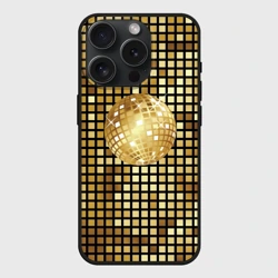 Чехол силиконовый для Apple iPhone 15 Pro матовый Золотой диско шар и золотая мозаика
