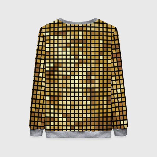 Женский свитшот 3D с принтом Золотой диско шар и золотая мозаика, вид сзади #1