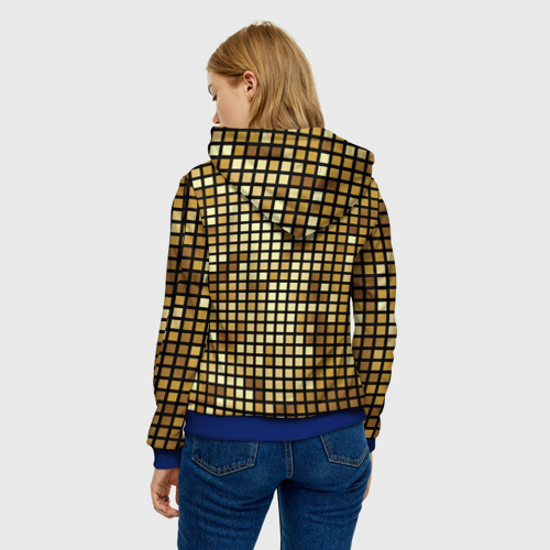 Женская толстовка 3D с принтом Золотой диско шар и золотая мозаика, вид сзади #2