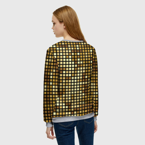 Женский свитшот 3D с принтом Золотой диско шар и золотая мозаика, вид сзади #2