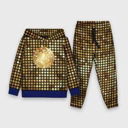 Детский костюм с толстовкой 3D Золотой диско шар и золотая мозаика