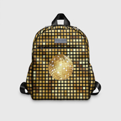Детский рюкзак 3D Золотой диско шар и золотая мозаика