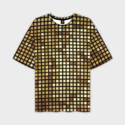 Мужская футболка oversize 3D Золотая мозаика, поверхность диско шара