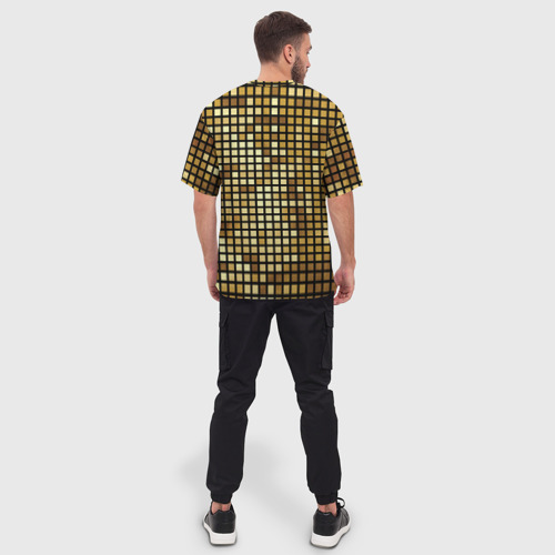Мужская футболка oversize 3D Золотая мозаика, поверхность диско шара, цвет 3D печать - фото 4