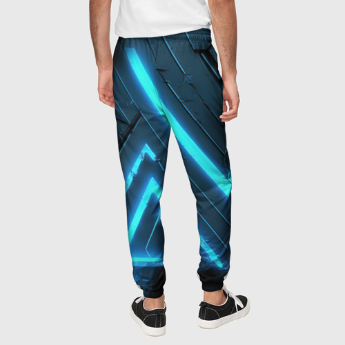 Мужские брюки 3D с принтом Неоновое свечение из плит, вид сзади #2