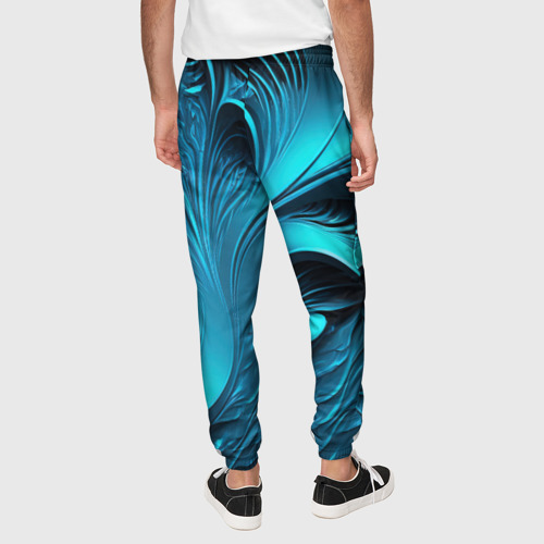 Мужские брюки 3D с принтом Неоновые объемные узоры, вид сзади #2
