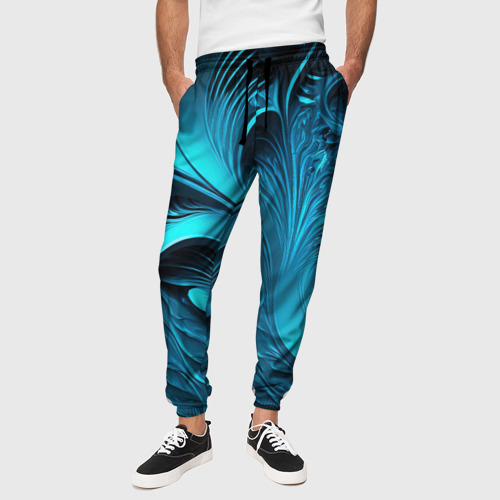 Мужские брюки 3D с принтом Неоновые объемные узоры, вид сбоку #3
