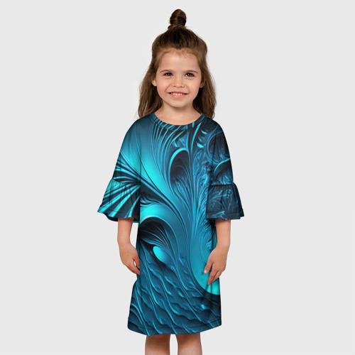 Детское платье 3D с принтом Неоновые объемные узоры, вид сбоку #3