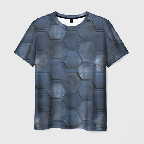 Мужская футболка с принтом Металлические плиты, вид спереди №1