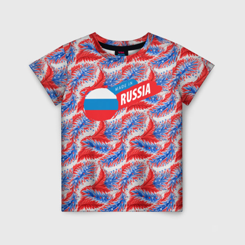 Детская футболка 3D с принтом Россия  узоры, вид спереди #2
