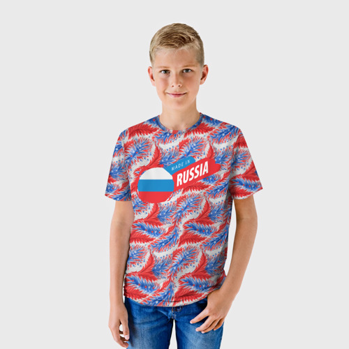 Детская футболка 3D с принтом Россия  узоры, фото на моделе #1