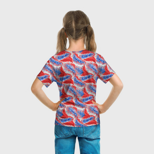 Детская футболка 3D с принтом Россия  узоры, вид сзади #2