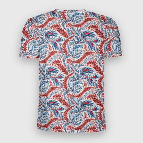 Мужская футболка 3D Slim с принтом Happy Russia волнистые узоры, вид сзади #1