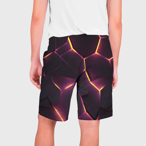 Мужские шорты 3D с принтом Пурпурные неоновые плиты, вид сзади #1