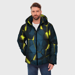 Мужская зимняя куртка 3D Желтые неоновые плиты - фото 2