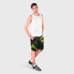 Мужские шорты 3D Зеленые абстрактные осколки - фото 2