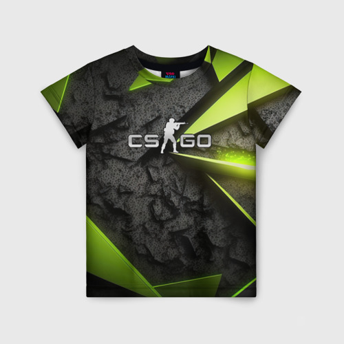 Детская футболка 3D CS GO green black abstract, цвет 3D печать