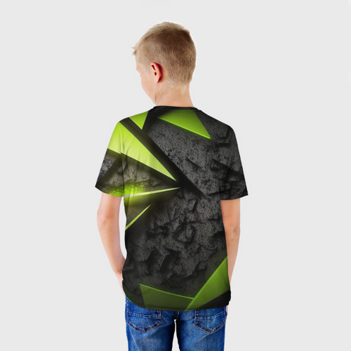 Детская футболка 3D CS GO green black abstract, цвет 3D печать - фото 4