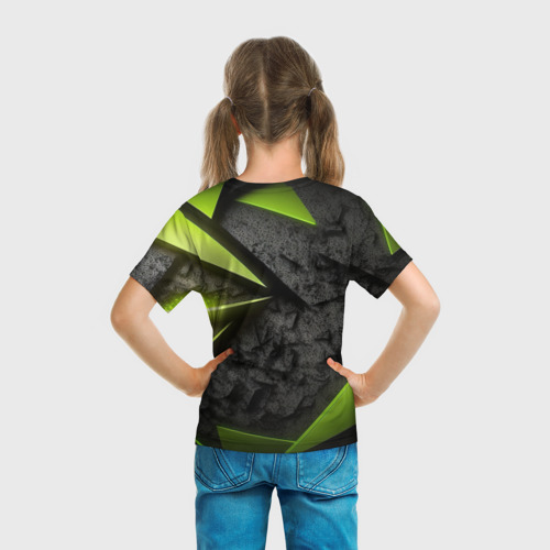 Детская футболка 3D CS GO green black abstract, цвет 3D печать - фото 6