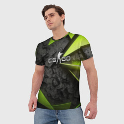 Мужская футболка 3D CS GO green black abstract - фото 2