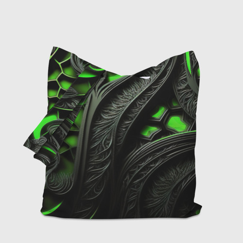 Шоппер 3D с принтом Green    black abstract, вид сбоку #3