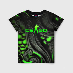 Детская футболка 3D CS GO black green abstract