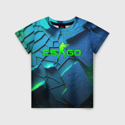 Детская футболка 3D CS GO blue green style