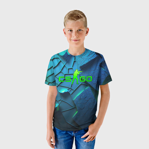 Детская футболка 3D CS GO blue green style, цвет 3D печать - фото 3