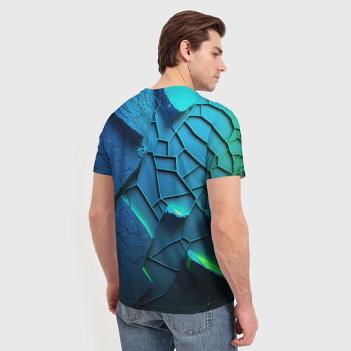 Мужская футболка 3D с принтом CS GO blue green style, вид сзади #2
