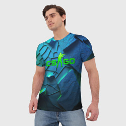 Мужская футболка 3D CS GO blue green style - фото 2