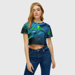 Женская футболка Crop-top 3D CS GO blue green style - фото 2