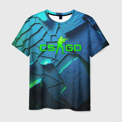 Мужская футболка 3D CS GO blue green style