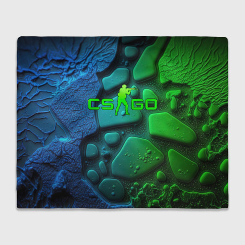 Плед 3D с принтом CS GO green black   abstract, вид спереди #2