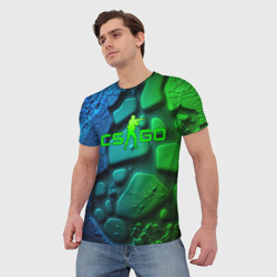 Мужская футболка 3D CS GO green black   abstract - фото 2