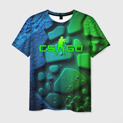 Мужская футболка 3D CS GO green black   abstract