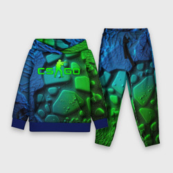 Детский костюм с толстовкой 3D CS GO green black   abstract